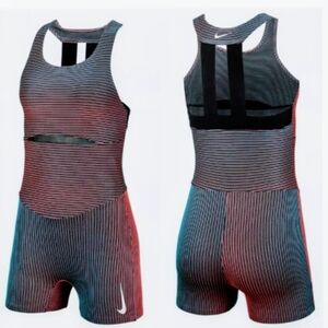 Nike Women's Running Bodysuit Race Unitard Dri-Fit Skin Tight One-Piece
